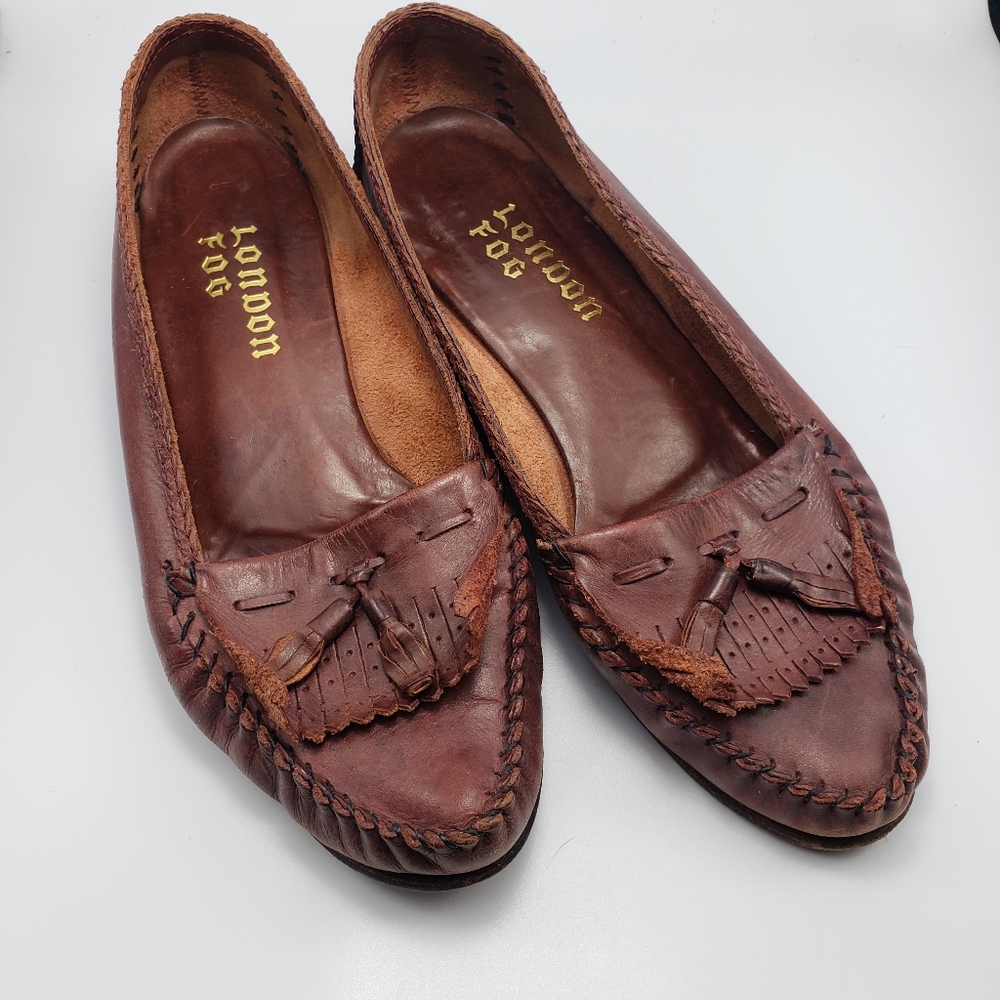8 London Fog Brown Leather moccasin Loafer